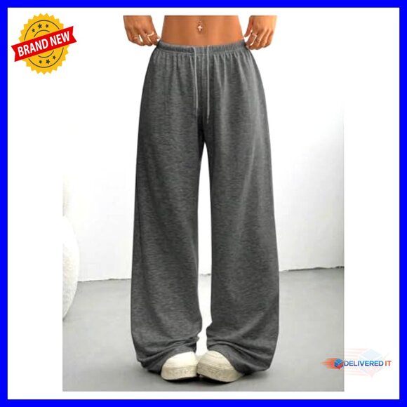 Baggy Sweatpants Drawstring Waist Wide Leg Loose Fit Casual Active Pants - Picture 4 of 5